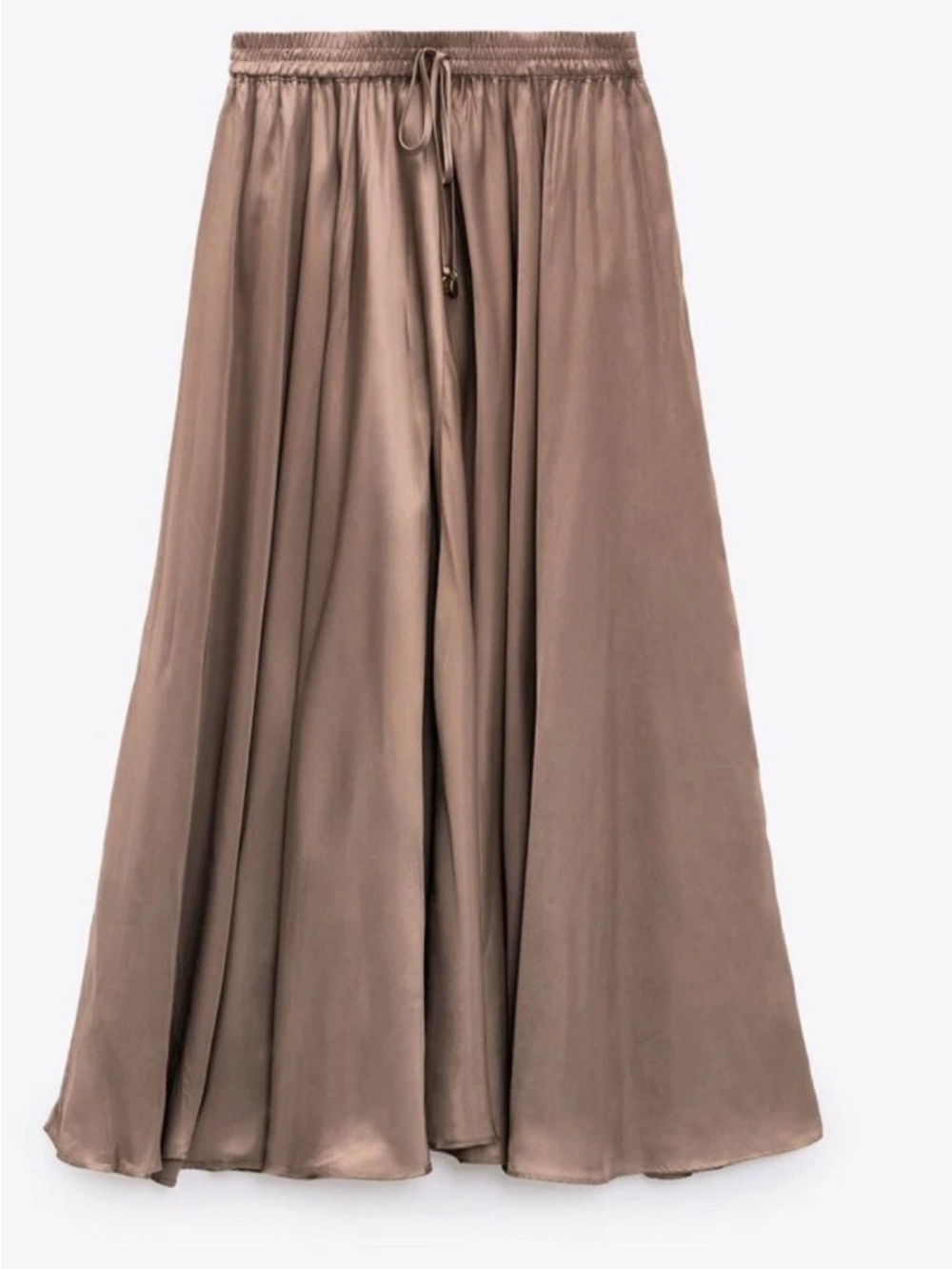 New ZARA SATIN VOLUMINOUS Wrinkle EFFECT DUSTY PINK Large Women’s Maxi MIDI